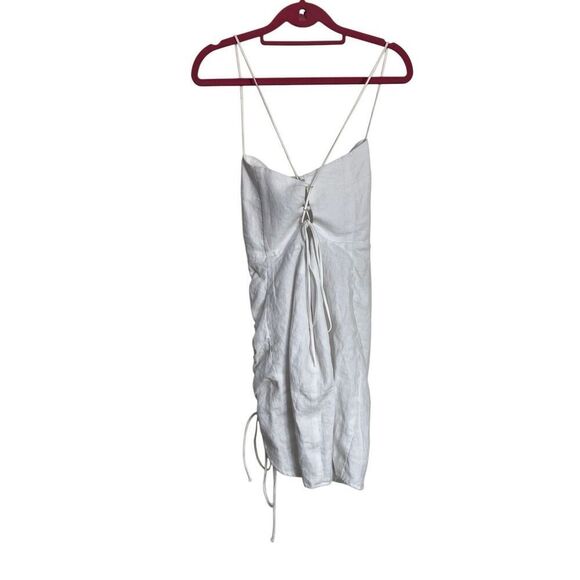 Rumer Dress Womens Small White Bronte Mini Sleeveless Ruched Cutout Lace Up NWT - Picture 2 of 12